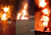 CONTROLADO: Falla mecánica provoca incendio de camión con 35 mil litros de combustible en la Ruta 5 Sur en Puerto Montt