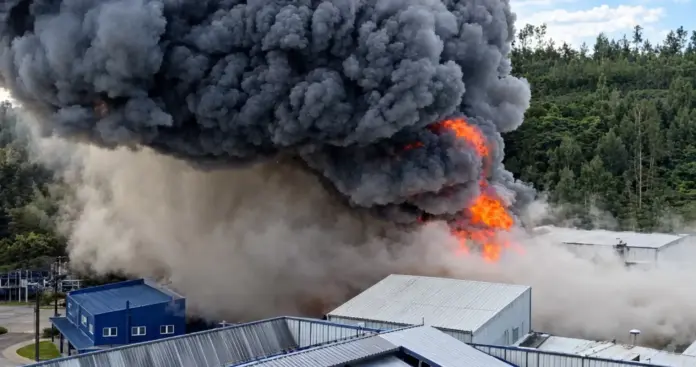 gran-columna-de-humo-y-fuertes-estruendos-en-incendio-que-consume-a-planta-salmonera-en-puerto-montt