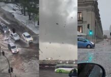 Caos en la capital: Tormenta inédita con lluvia, granizo y un histórico tornado paraliza a Santiago